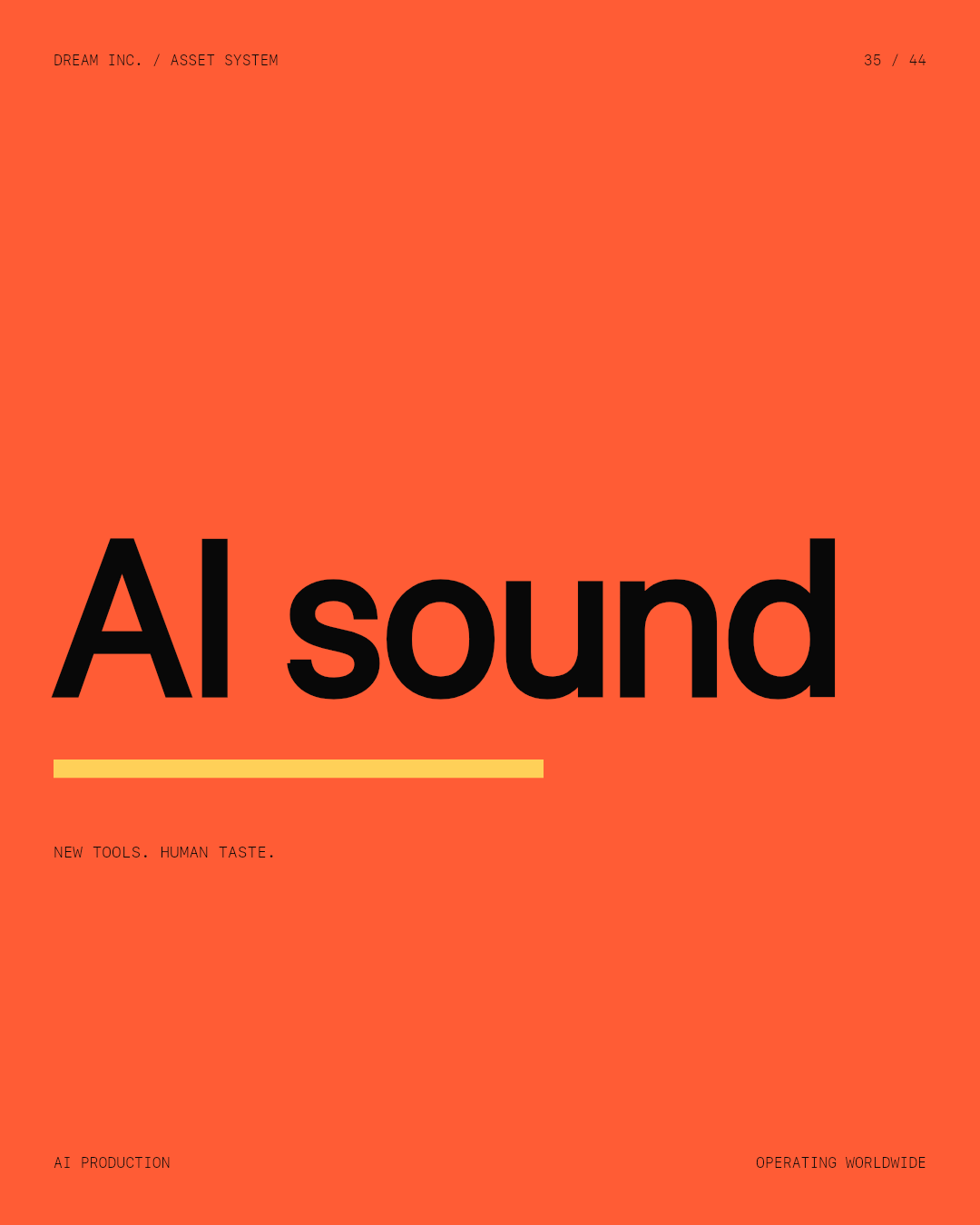 AI sound AI sound: New tools. Human taste., a coral Dream Inc. creative collective brand graphic