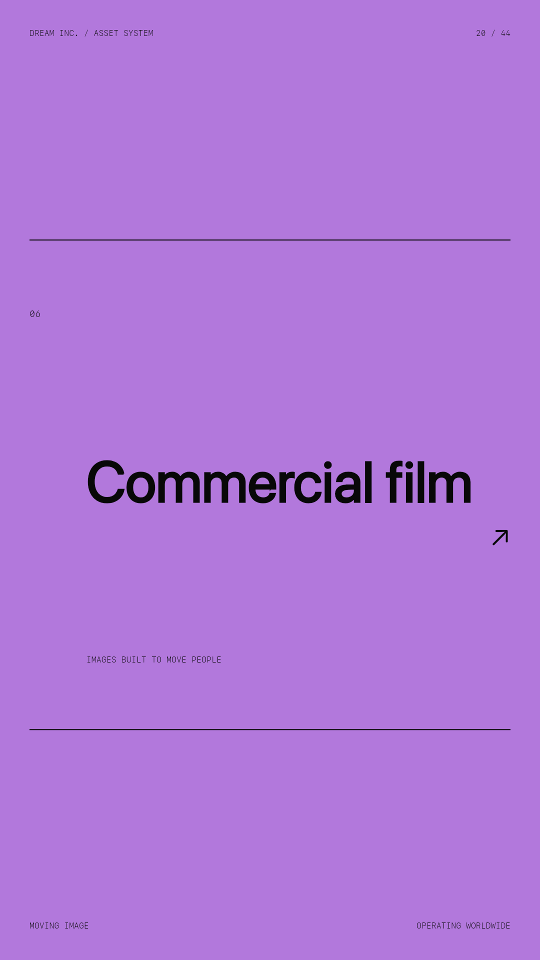 Commercial film Commercial film: Images built to move people, a violet Dream Inc. creative collective brand graphic