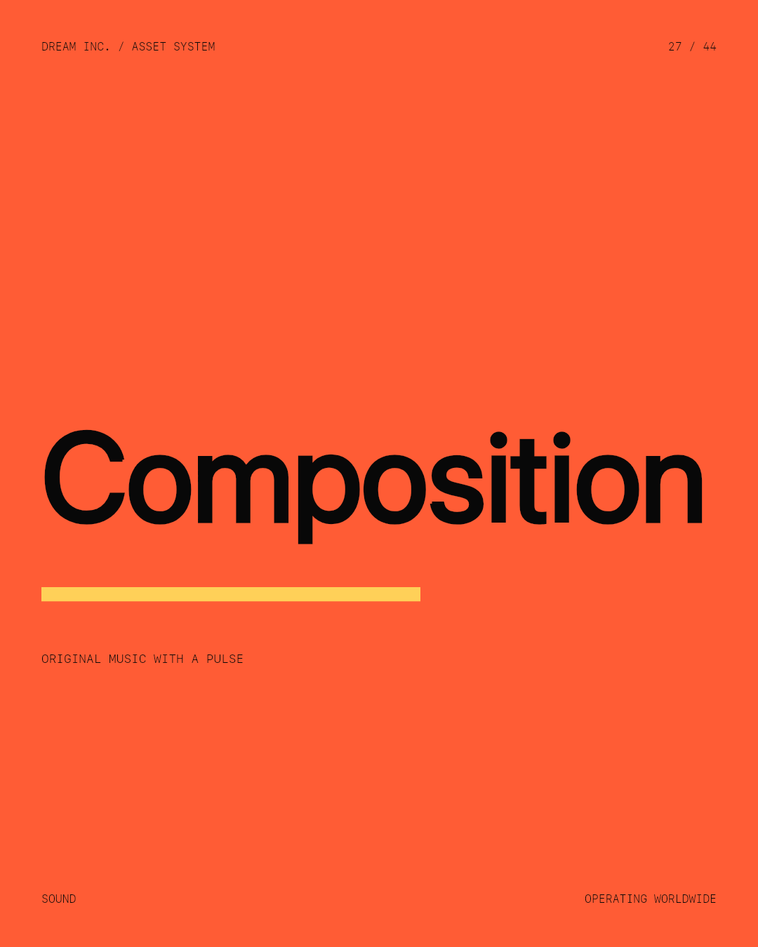 Composition Composition: Original music with a pulse, a coral Dream Inc. creative collective brand graphic