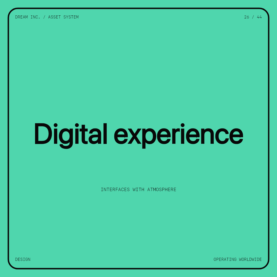 Digital experience Digital experience: Interfaces with atmosphere, a mint Dream Inc. creative collective brand graphic
