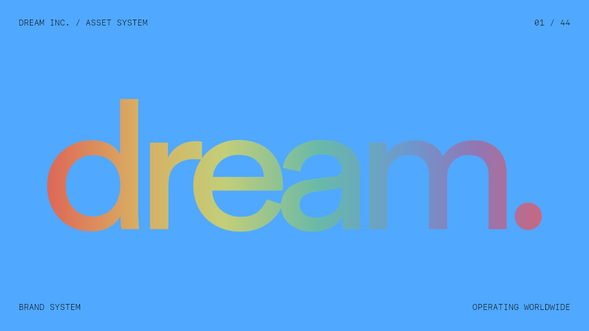 dream. dream.: A collective in full spectrum, a sky blue Dream Inc. creative collective brand graphic