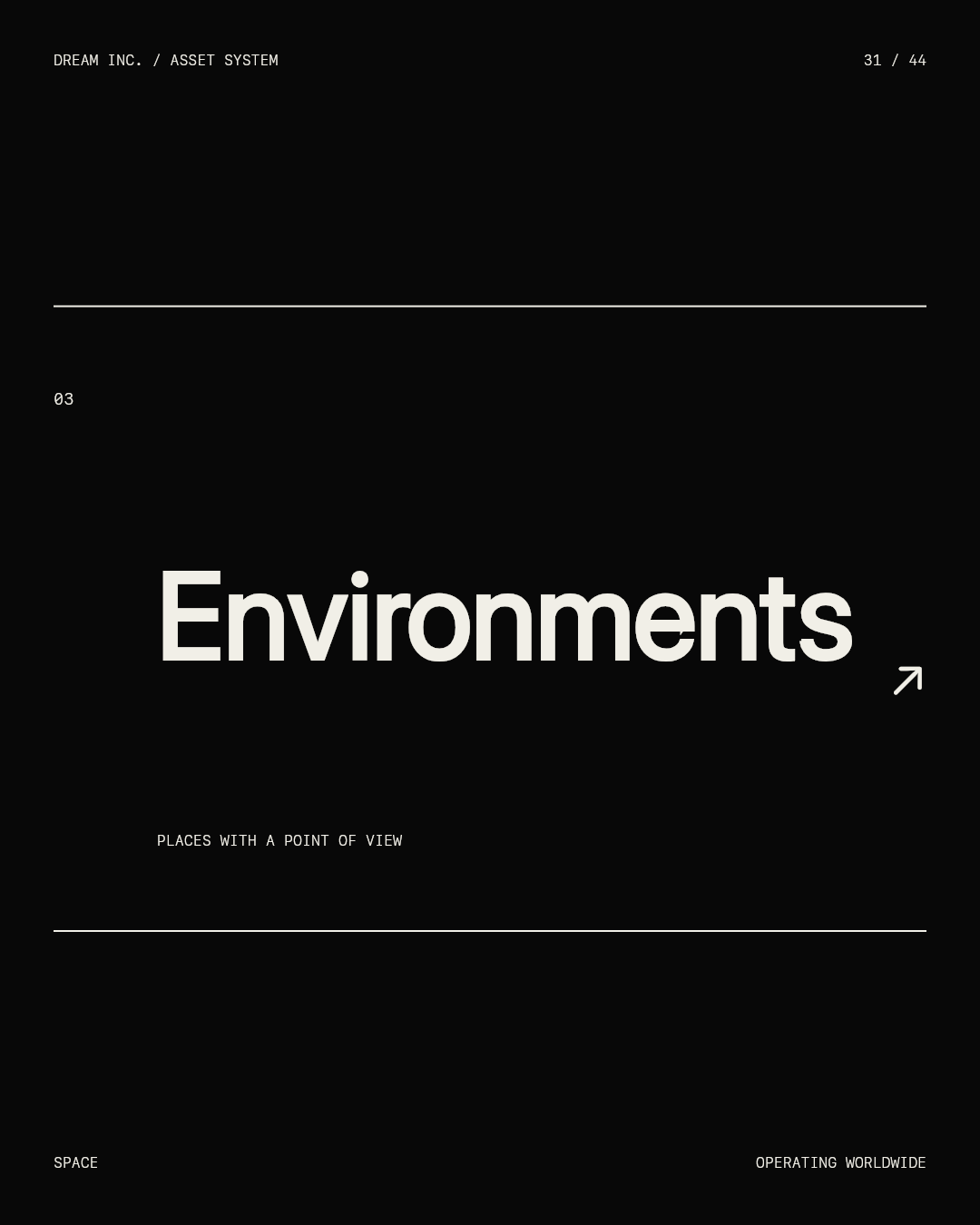 Environments Environments: Places with a point of view, a black Dream Inc. creative collective brand graphic