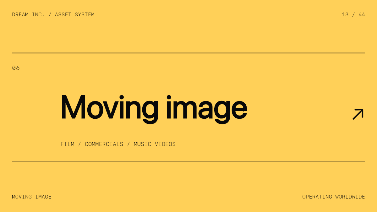 Moving image Moving image: Film / Commercials / Music videos, a gold Dream Inc. creative collective brand graphic