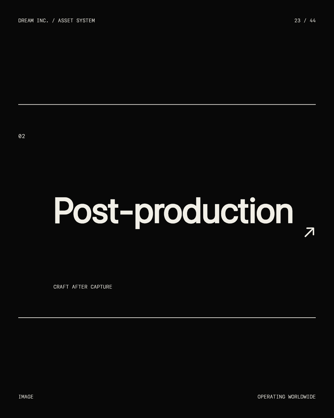 Post-production Post-production: Craft after capture, a black Dream Inc. creative collective brand graphic