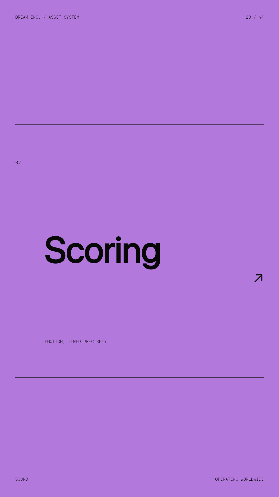 Scoring Scoring: Emotion, timed precisely, a violet Dream Inc. creative collective brand graphic